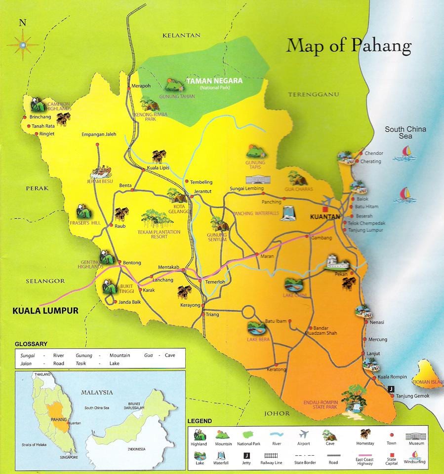 ਨਕਸ਼ਾ ਦੇ pahang ਰਾਜ ਮਲੇਸ਼ੀਆ
